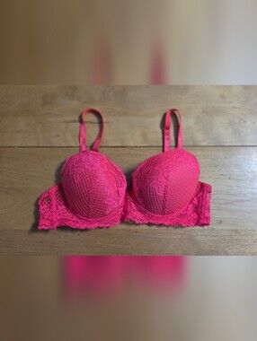 XOXO Hot Pink Lace Push-Up Bra